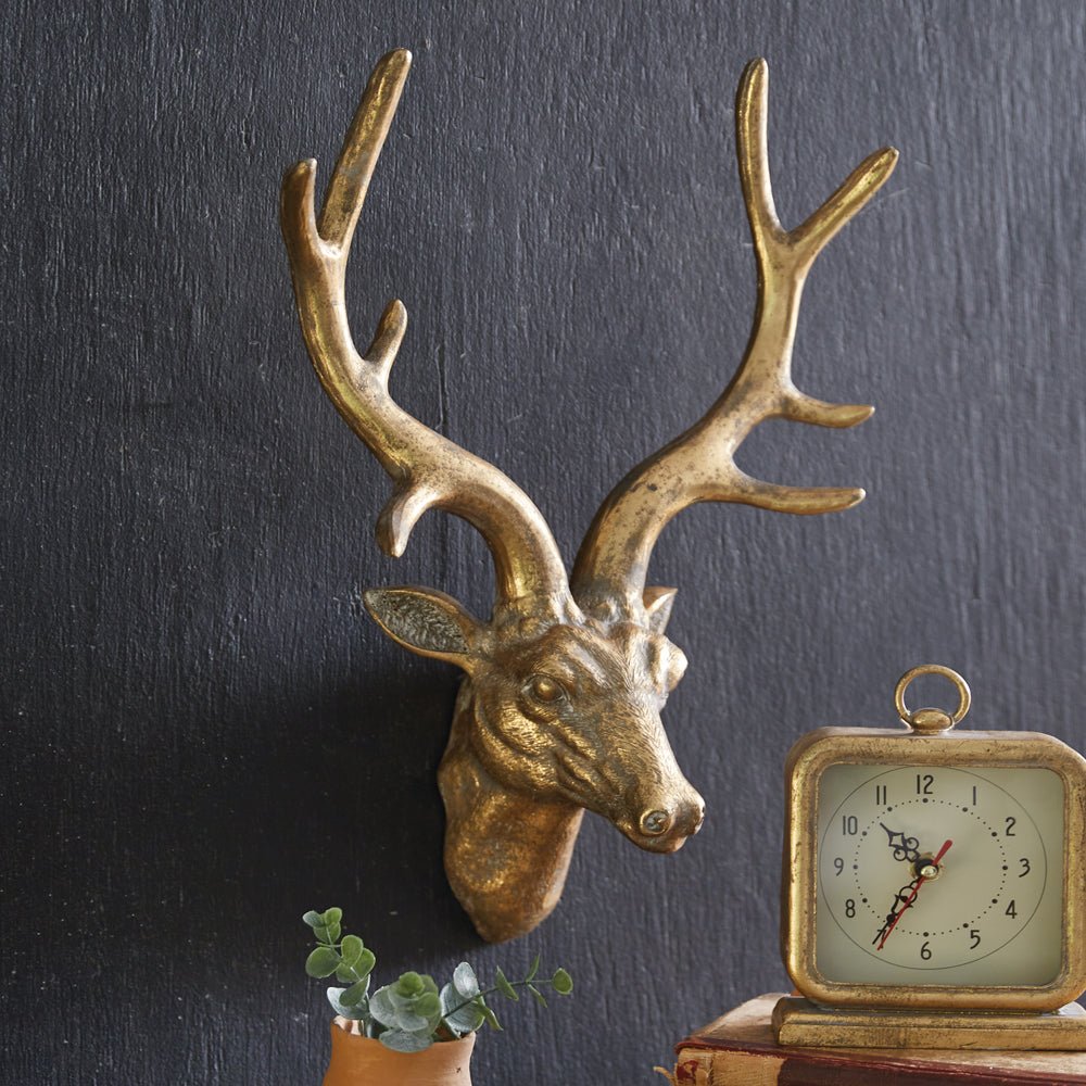 Antiqued Gold Deer Head Wall Hanging - A Cottage in the City