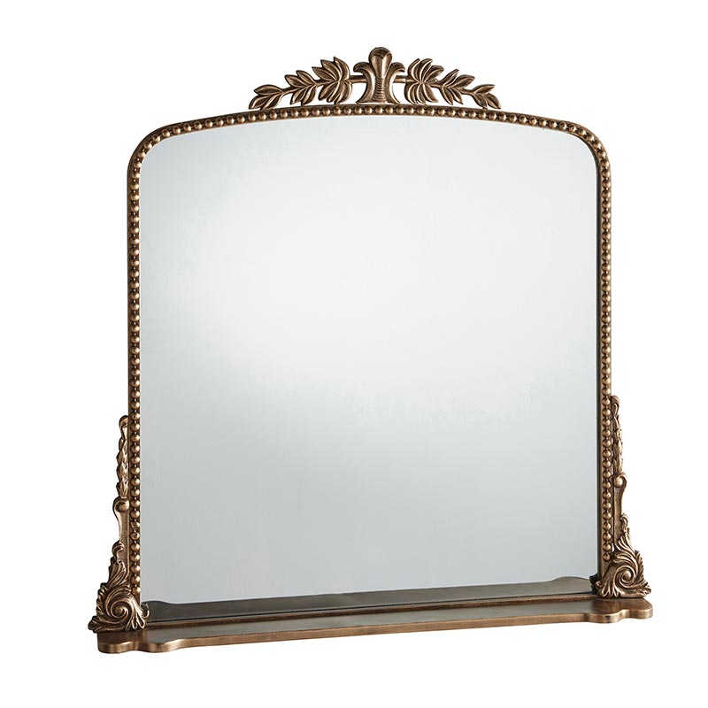 Antiqued Gold Floral Mirror With Shelf - A Cottage in the City