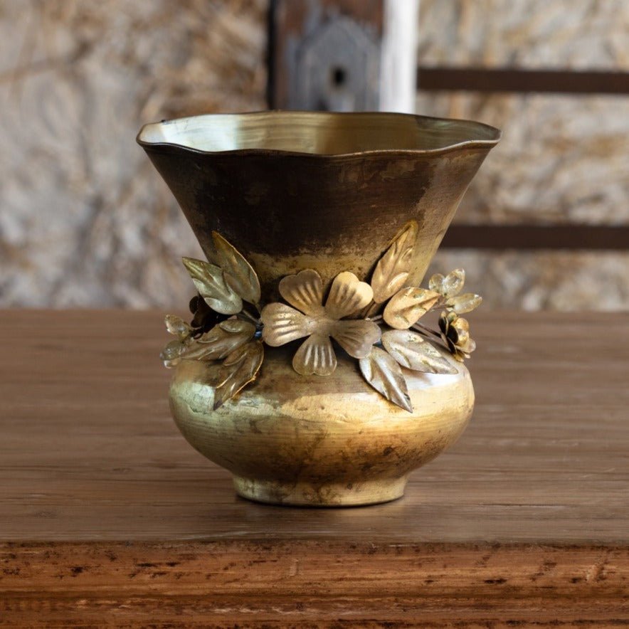 Antiqued Gold Jeweled Garland Vase - A Cottage in the City