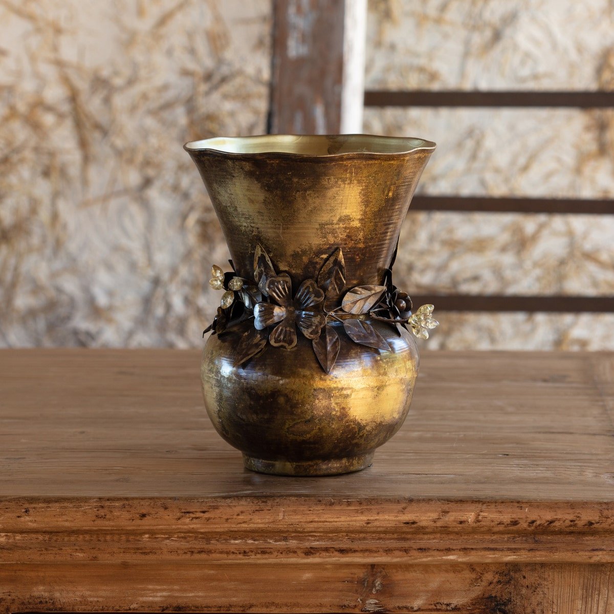 Antiqued Gold Jeweled Garland Vase - A Cottage in the City