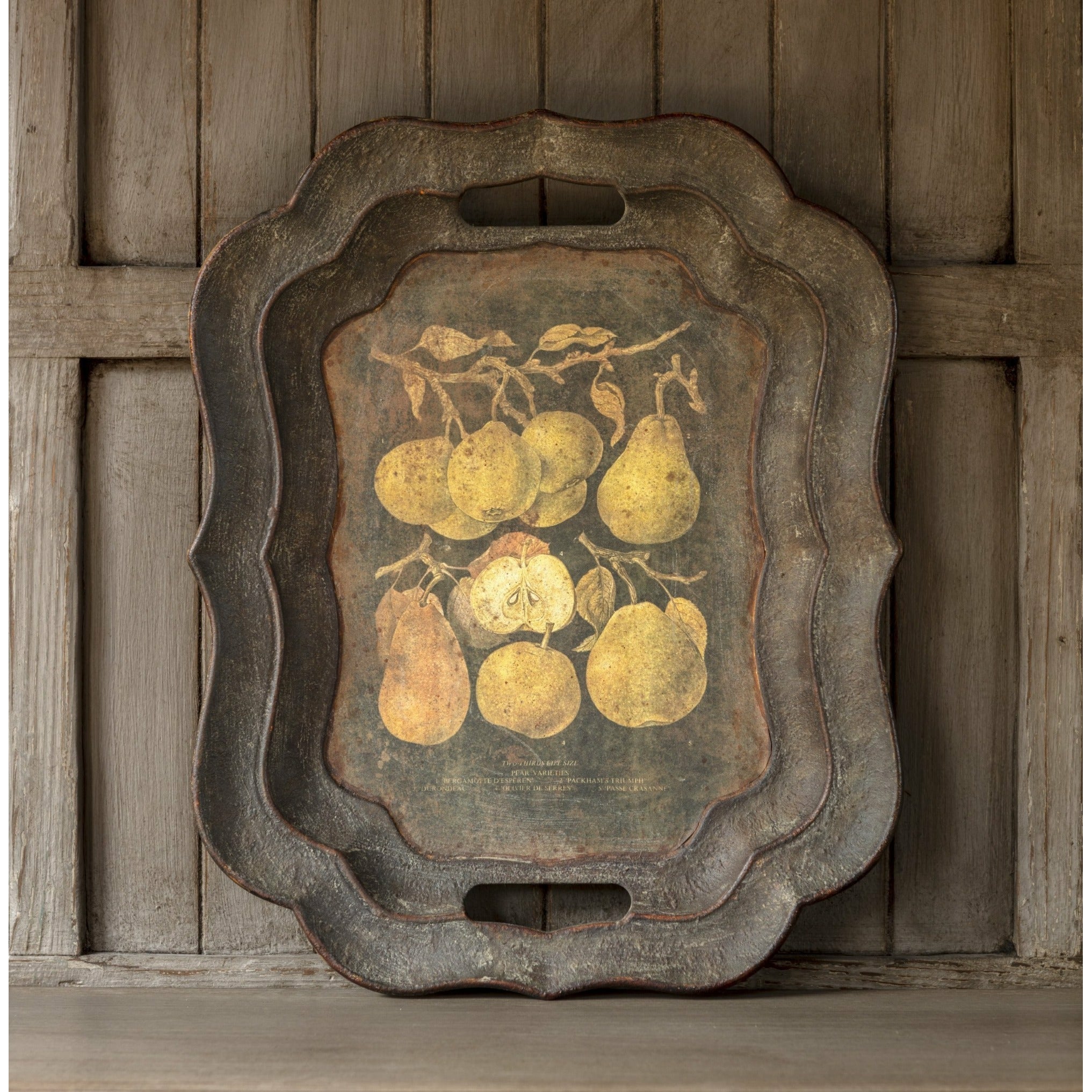 Antiqued Pears Painted Black Tray - A Cottage in the City