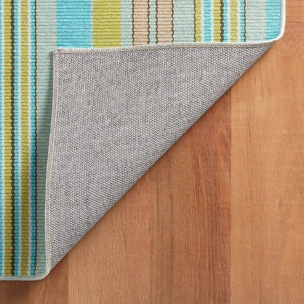 Aquinnah Ticking Multi Machine Washable Rug - A Cottage in the City