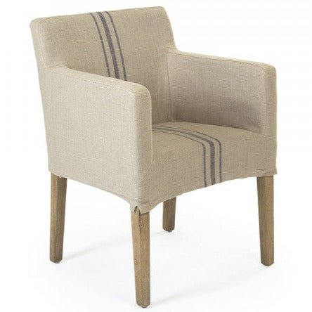 Avignon Blue Stripe Slipcover Arm Chair - A Cottage in the City