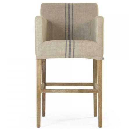 Avignon Blue Stripe Slipcover Bar Stool - A Cottage in the City