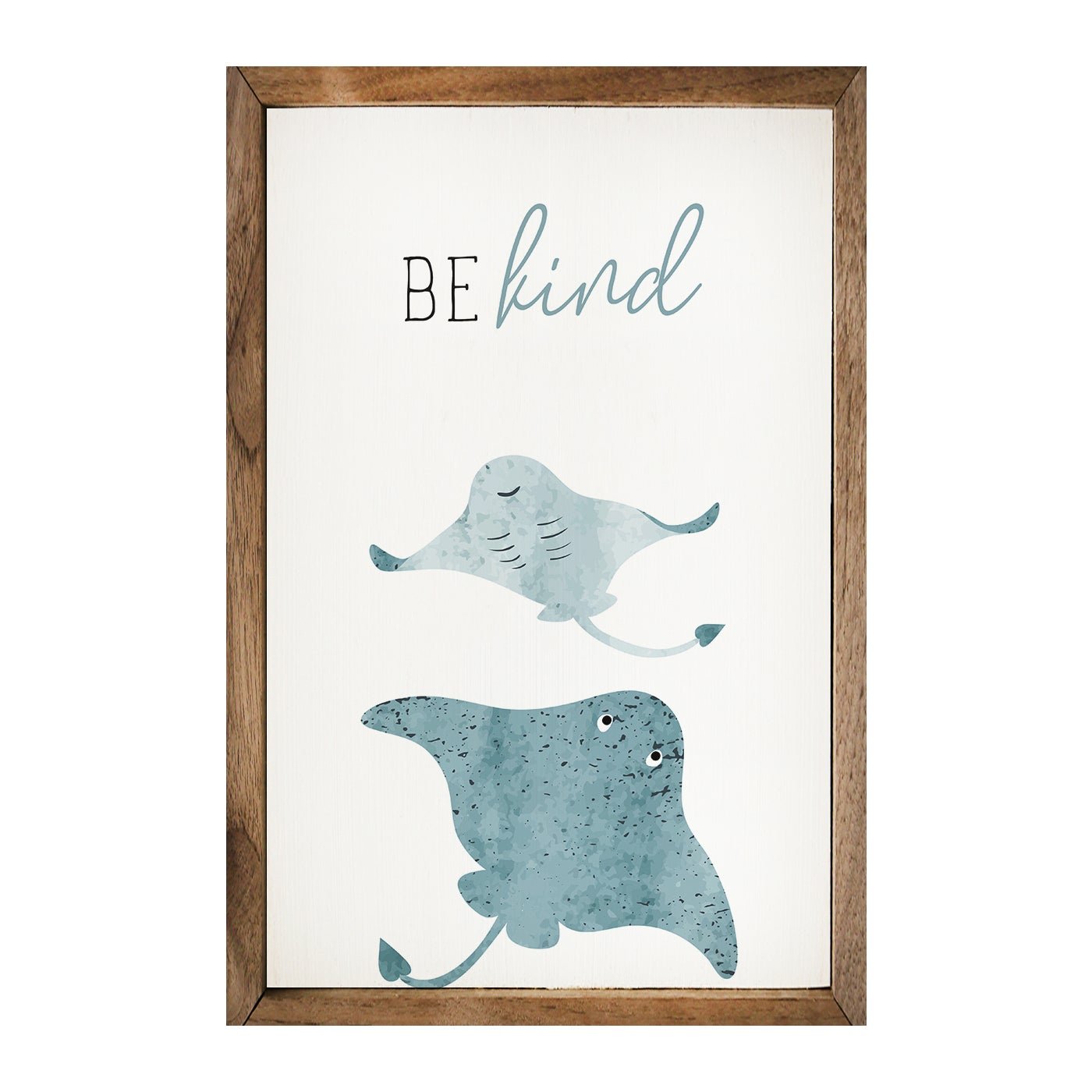 Be Kind Stingray White Wood Framed Print - A Cottage in the City