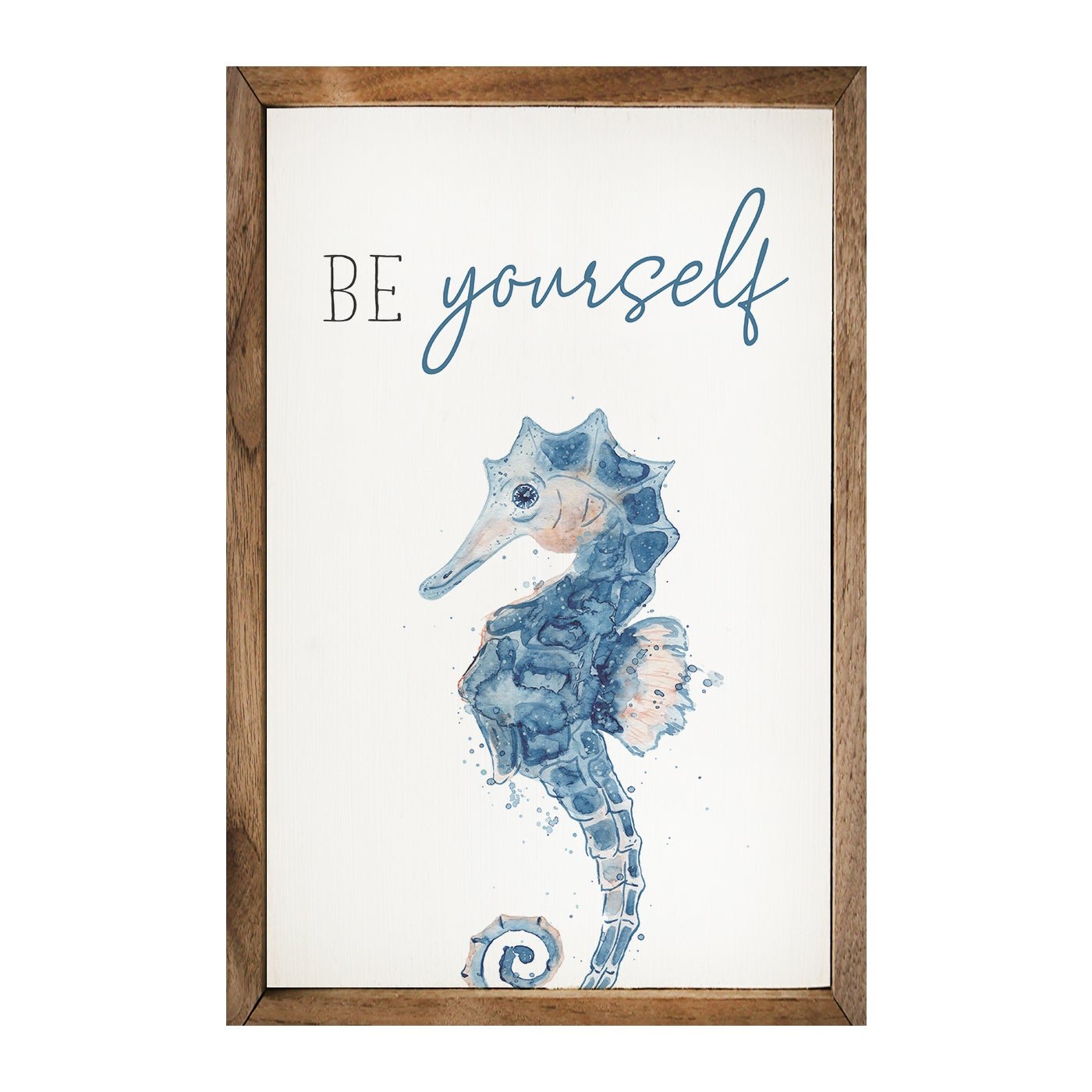 Be Yourself Seahorse White Wood Framed Print - A Cottage in the City