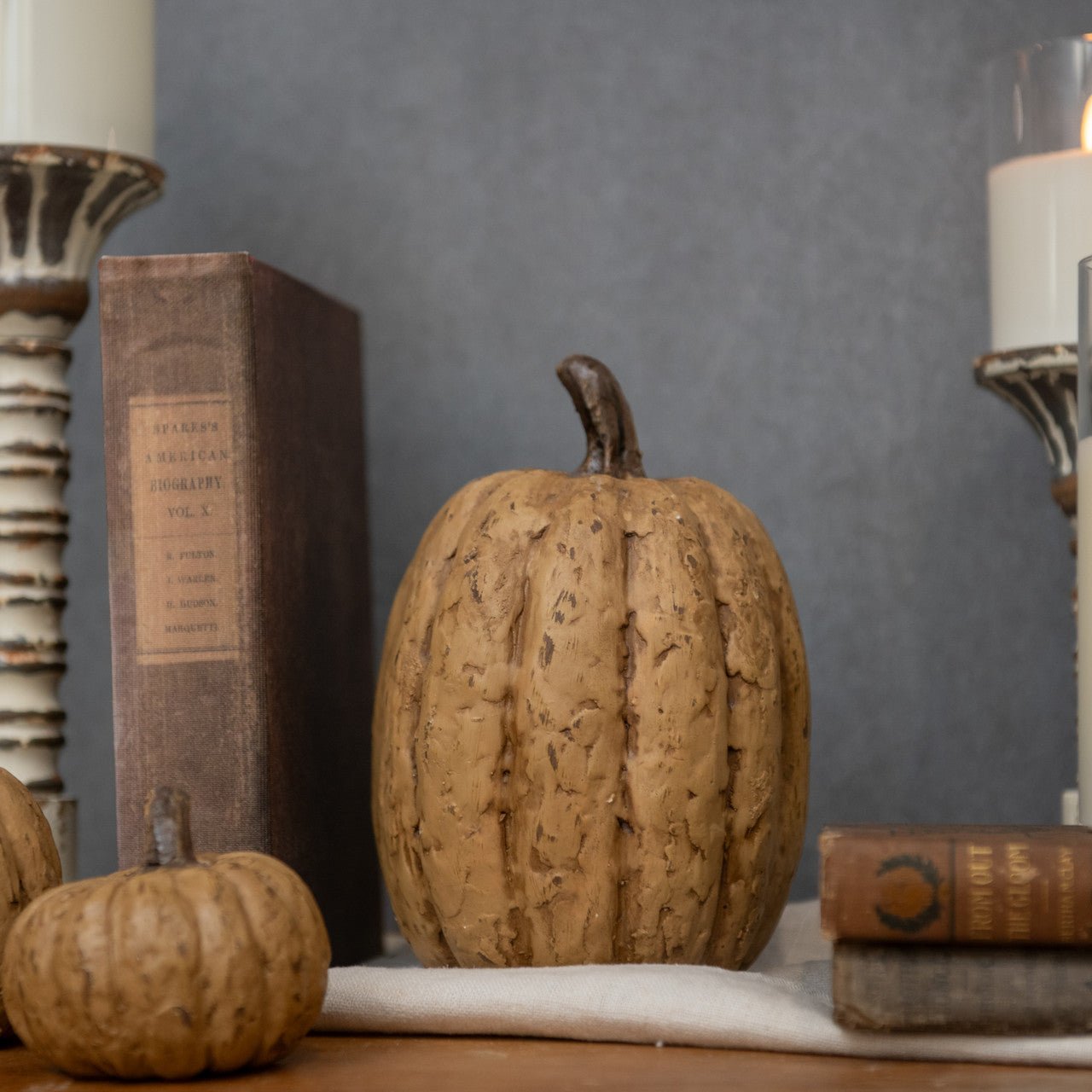 Beige Mache Pumpkin - A Cottage in the City