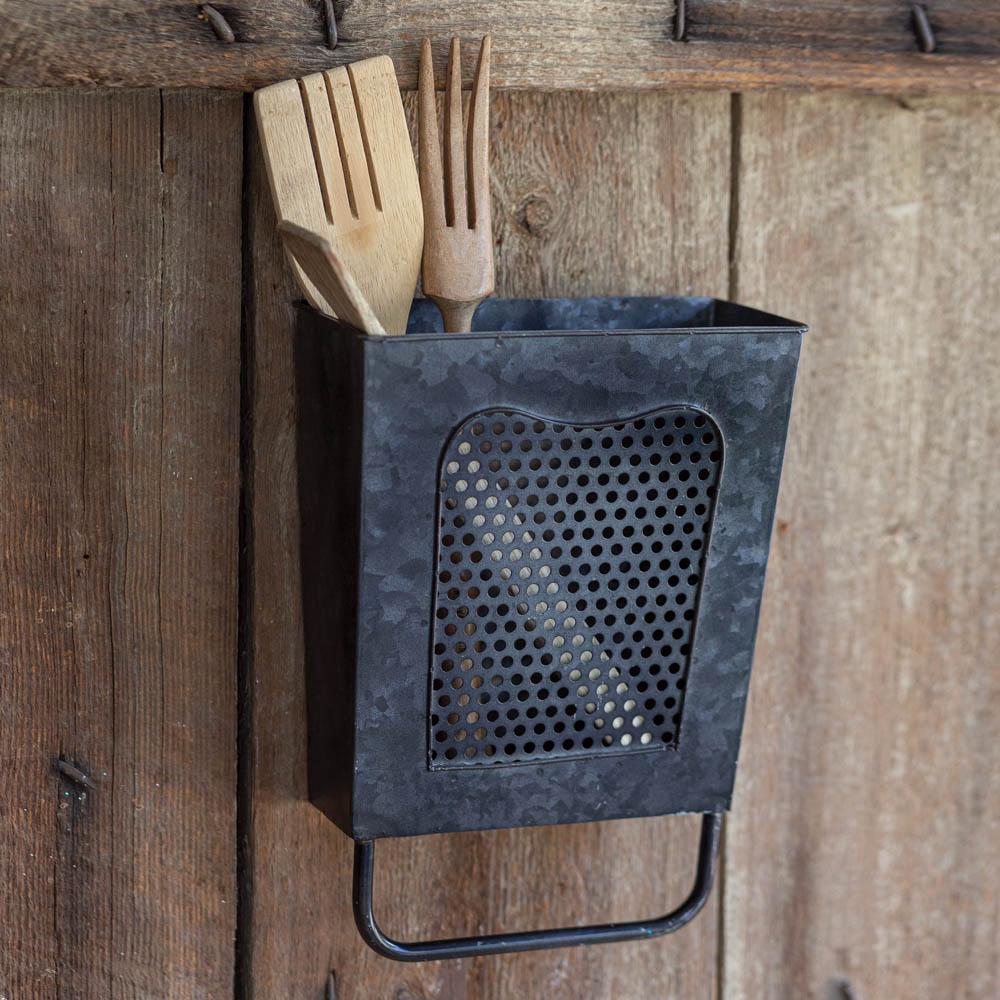 Black Grated Wall Bucket With Towel Bar - A Cottage in the City