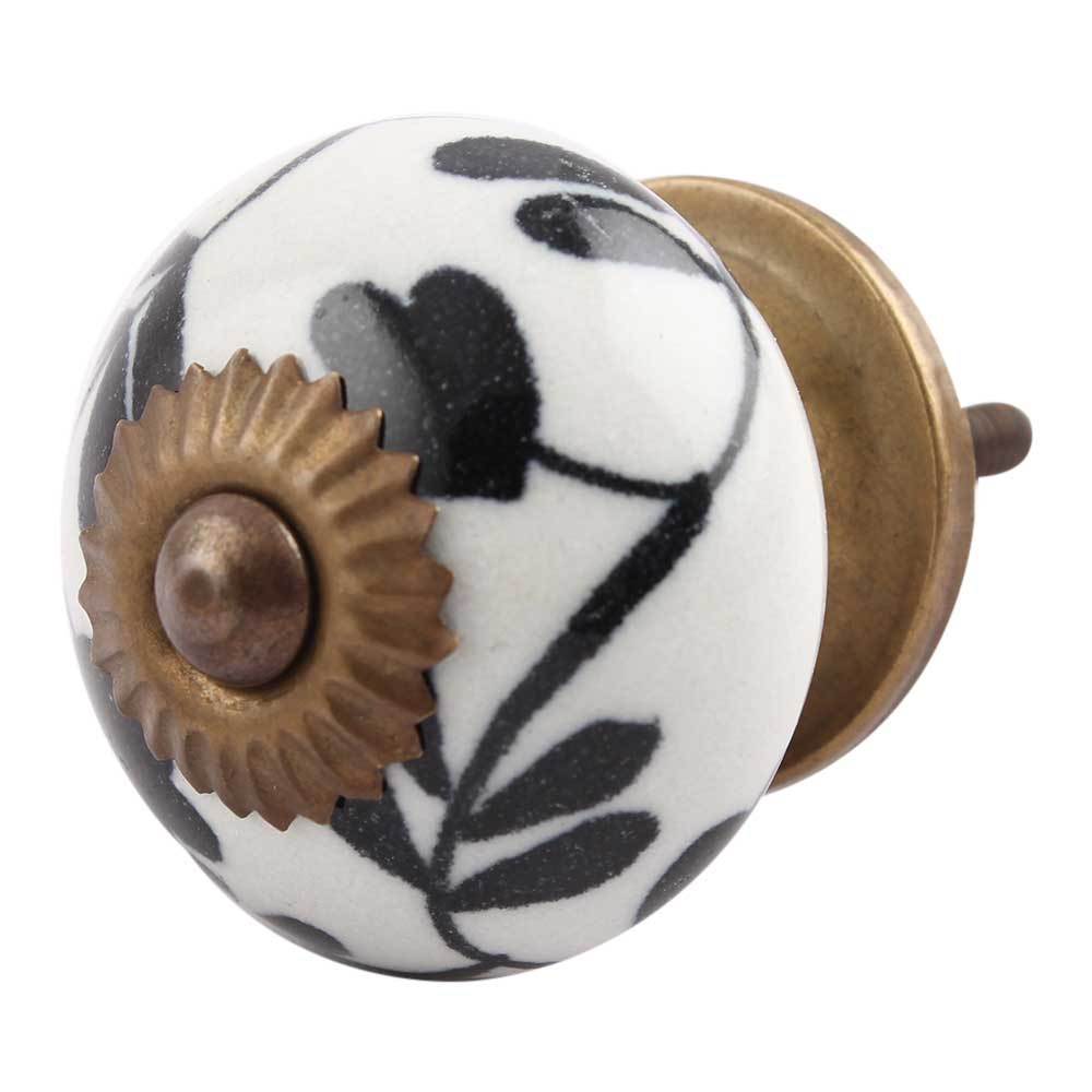 Black & White Floral Knob - A Cottage in the City