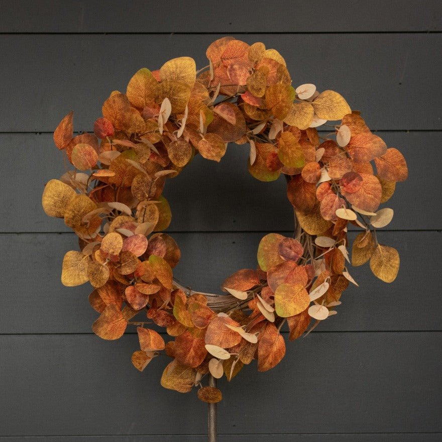 Brown & Orange Eucalyptus Leaves Wreath - A Cottage in the City