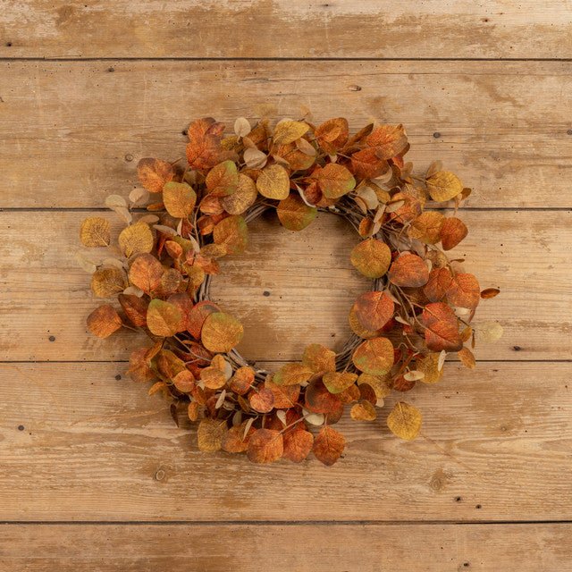 Brown & Orange Eucalyptus Leaves Wreath - A Cottage in the City