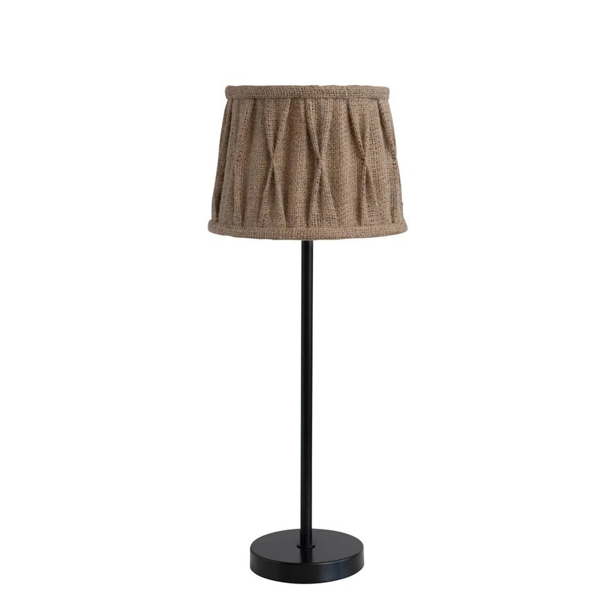 Candlestick Lamp With Pintucked Jute Shade S/2 - A Cottage in the City