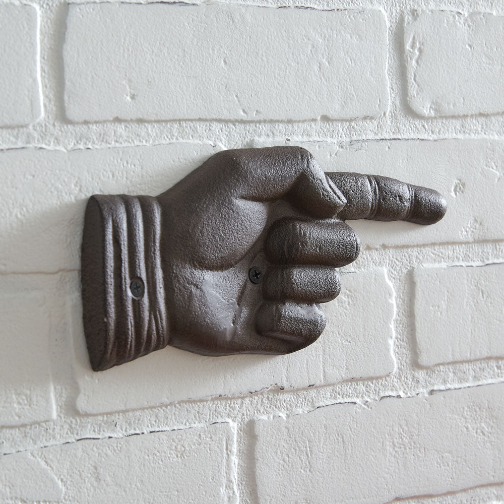 Cast Iron Pointing Hand Plaque - A Cottage in the City