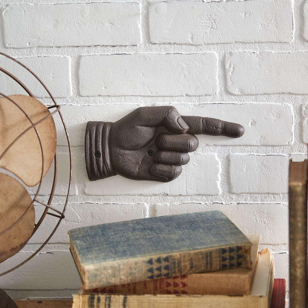 Cast Iron Pointing Hand Plaque - A Cottage in the City