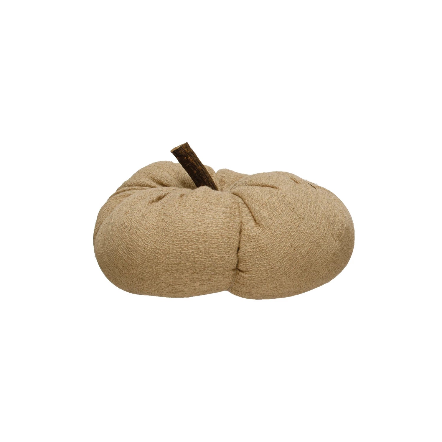 Nutmeg Fabric Pumpkin With Wood Stem