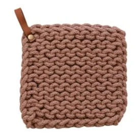 Fall Hues Crocheted Pot Holder With Leather Loop