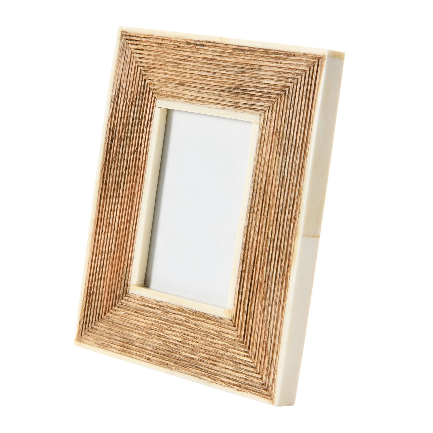 Hand Carved Photo Frame With Bone Border