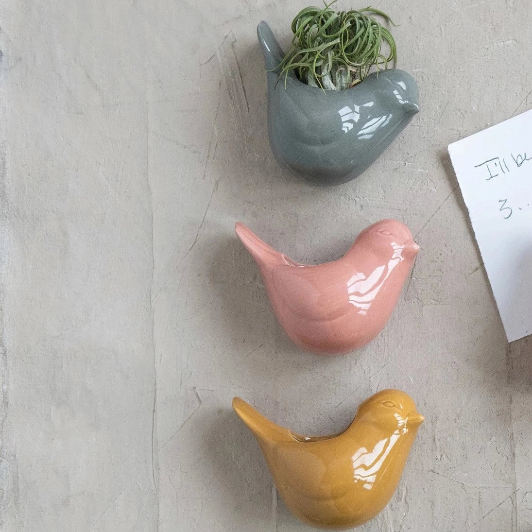 Stoneware Bird Vase With Magnet Set