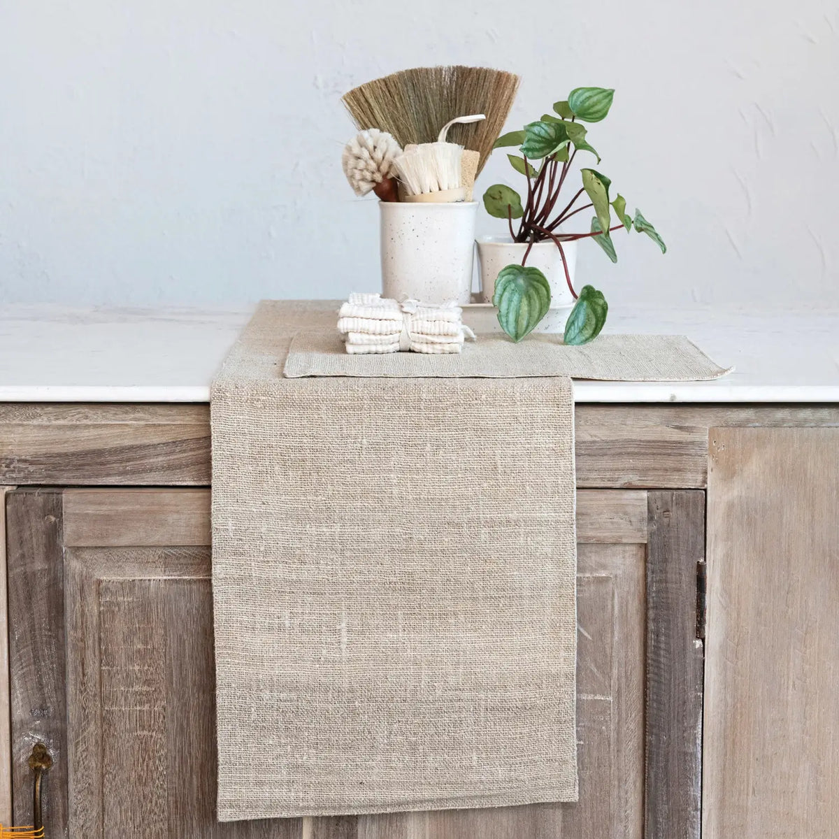 Woven Hemp Fiber &amp; Cotton Table Runner