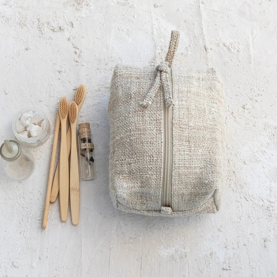 Woven Hemp Fiber Zip Pouch