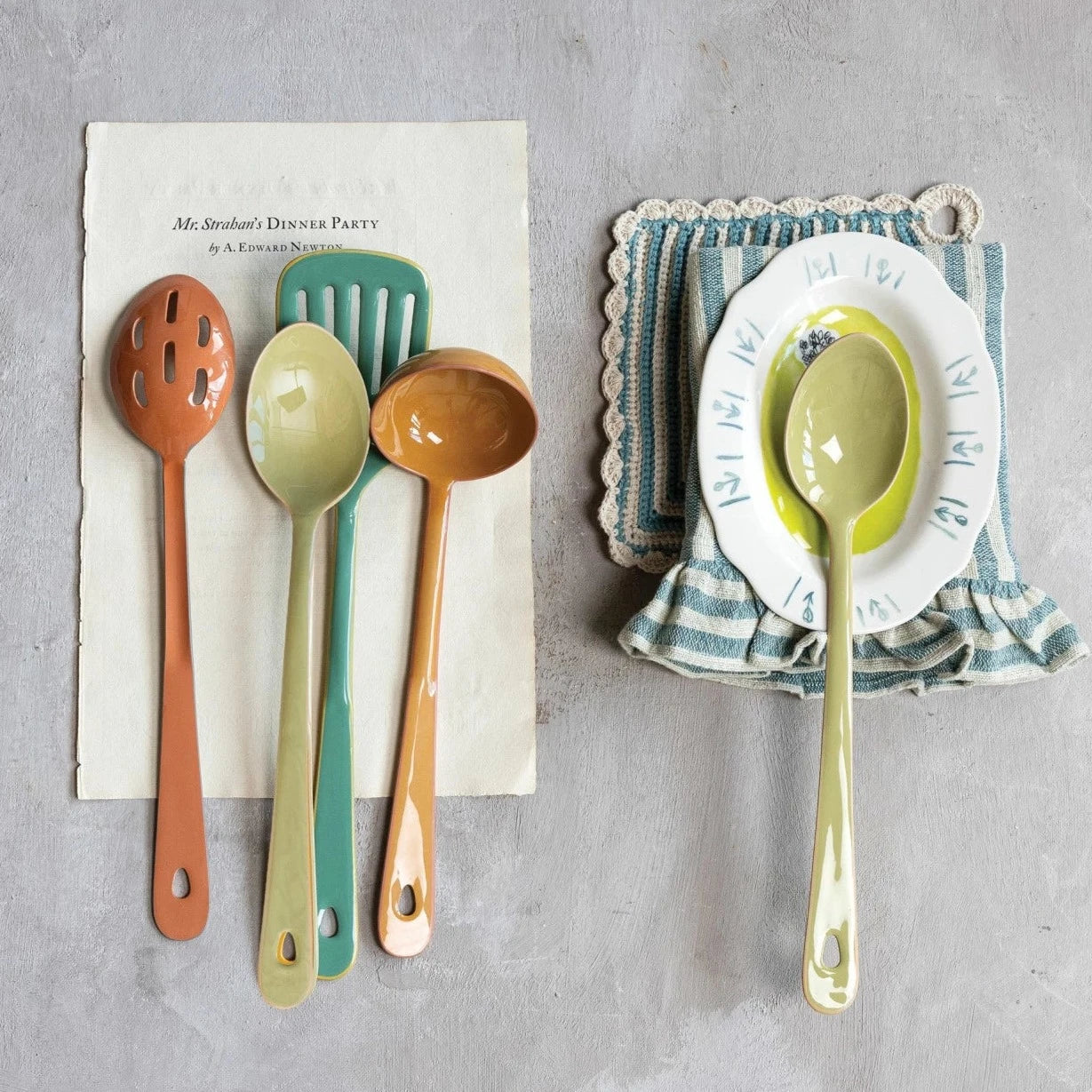 Farmhouse Whimsy Enameled Kitchen Utensil Set