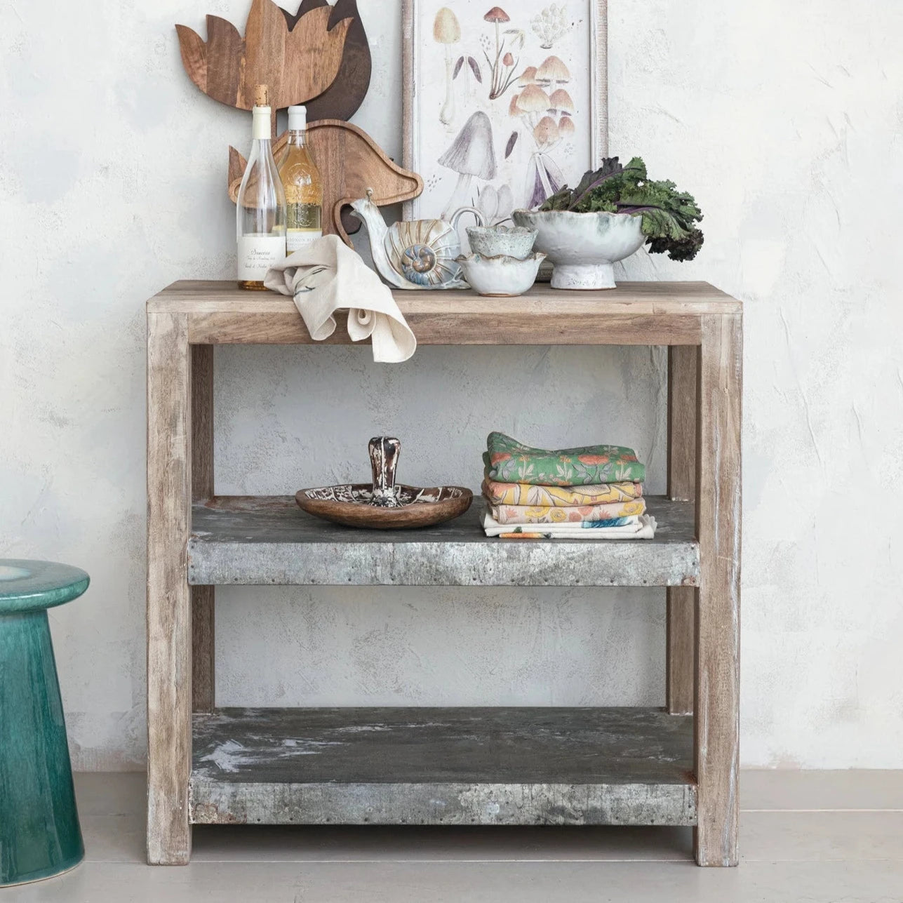 Reclaimed Wood & Metal Clad Shelf