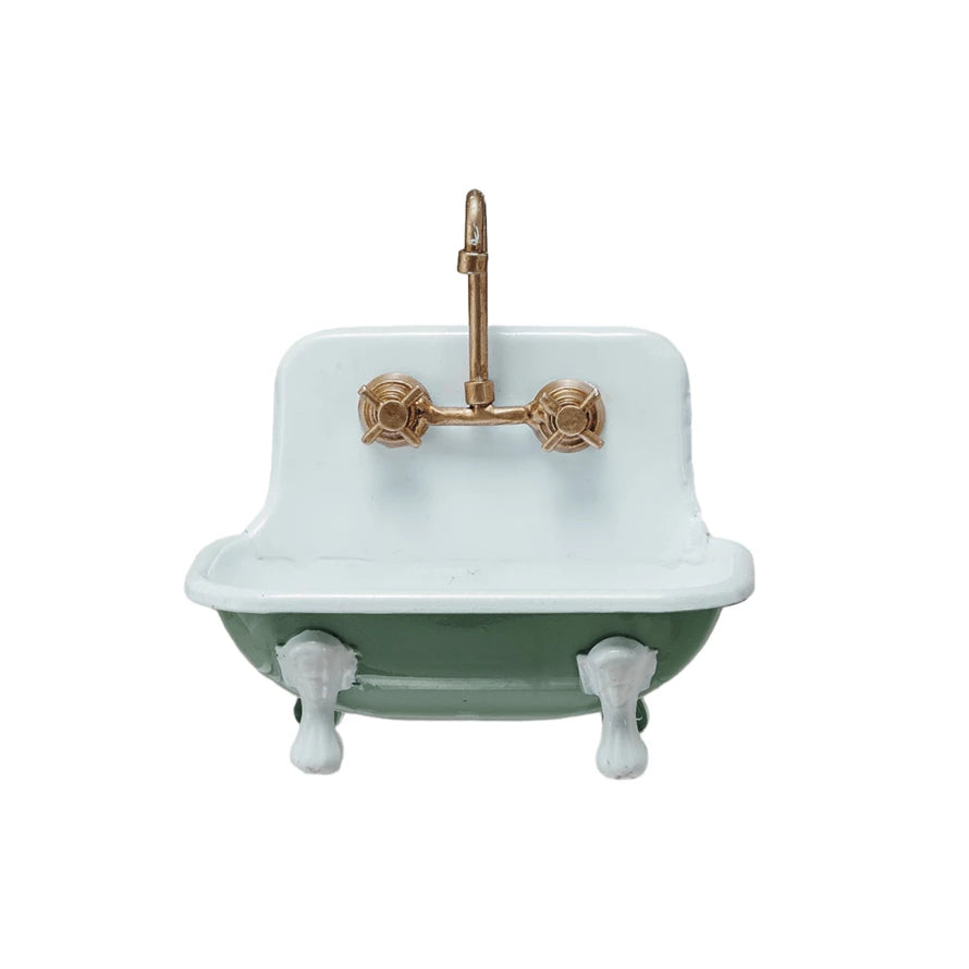 Vintage Style Green Metal Sink Soap Dish