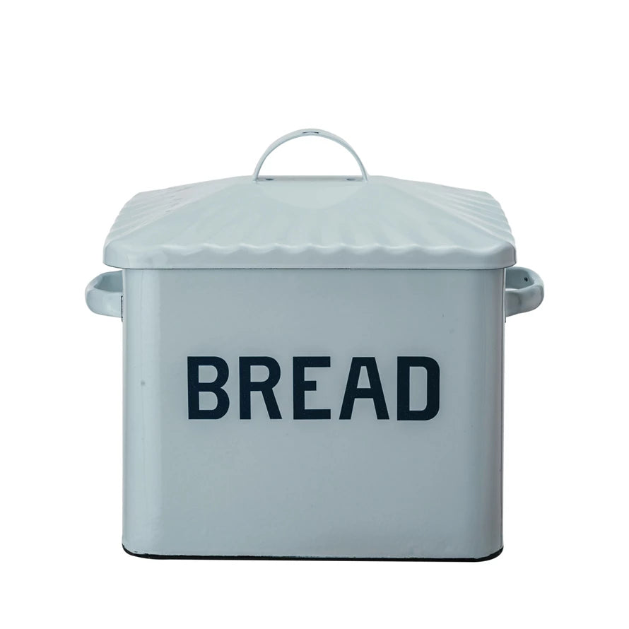 Metal Bread Box Blue