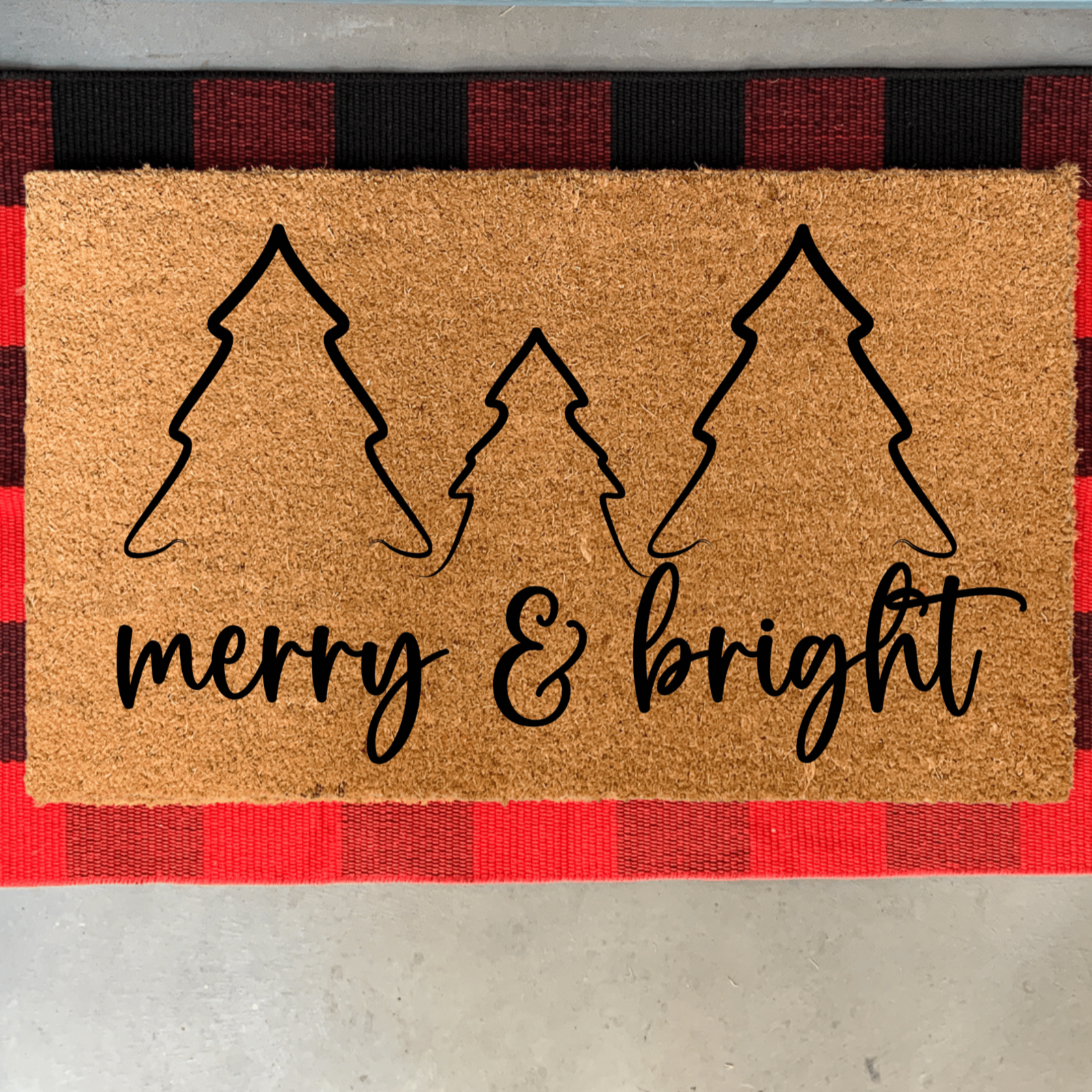 Merry & Bright Christmas Trees Doormat