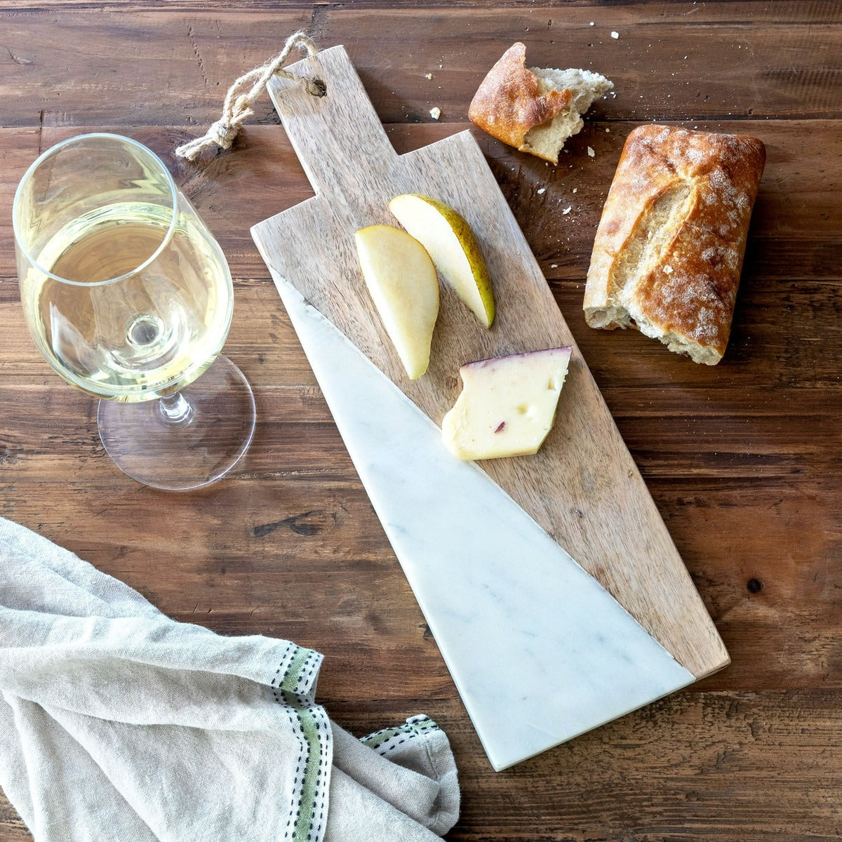 Wood and Marble Cutting Board with Handle