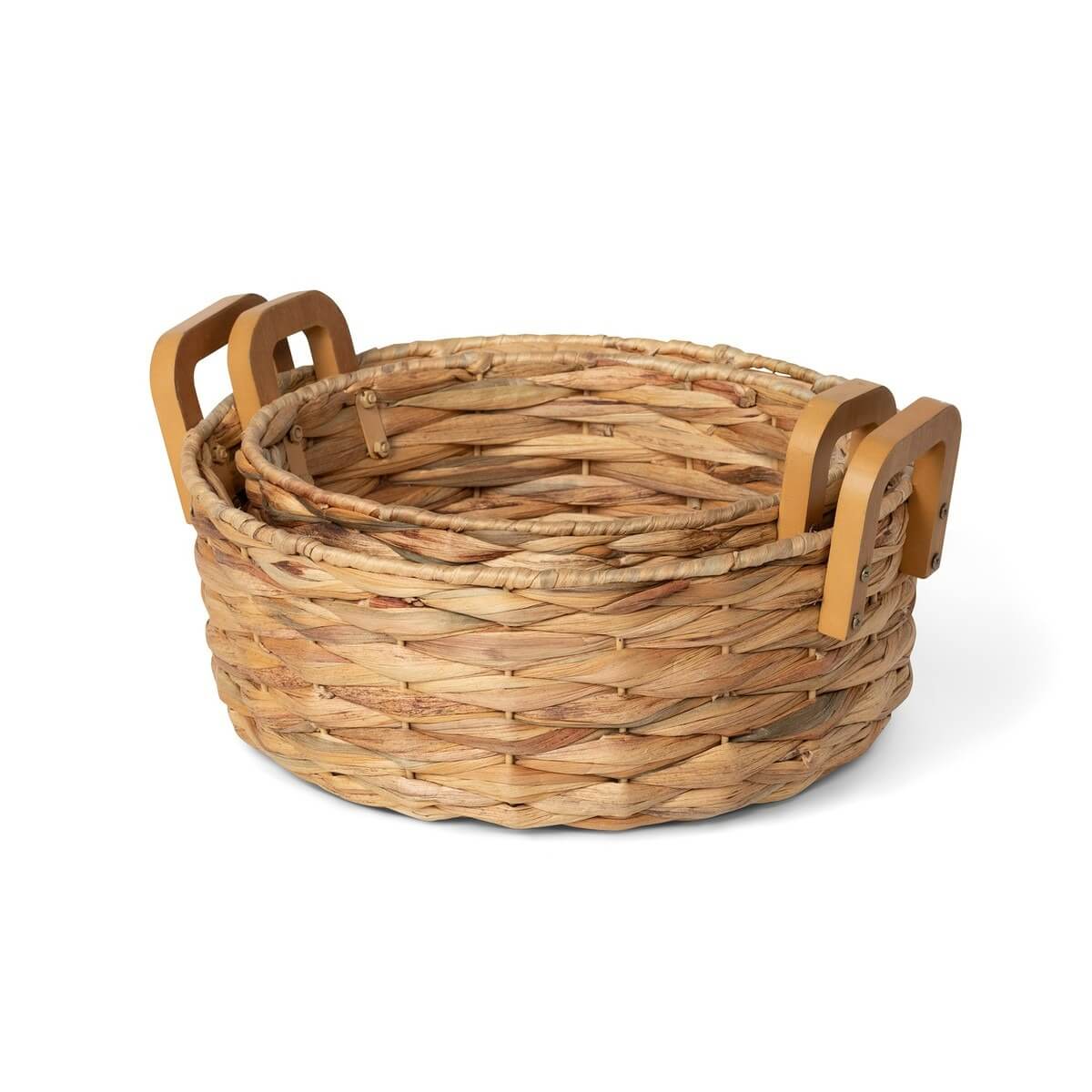 Woven Water Hyacinth Round Serving Basket Set