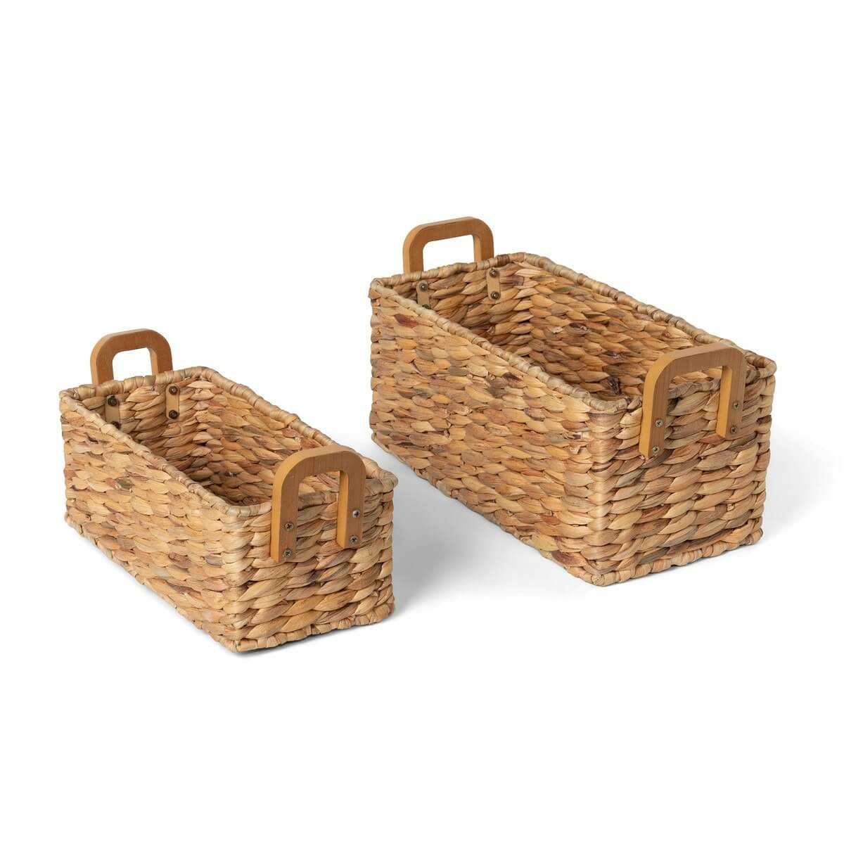 Woven Water Hyacinth Rectangle Storage Basket Set