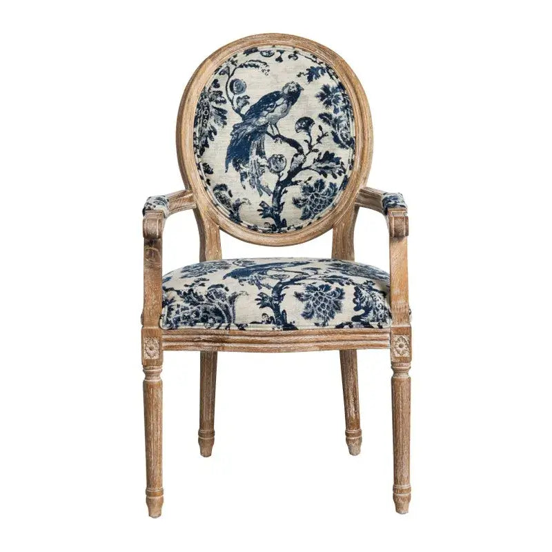 Blue Fowl & Fruit Jacquard Chair Set