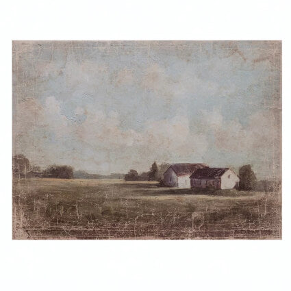 Farmhouse Landscape Aged Canvas Print