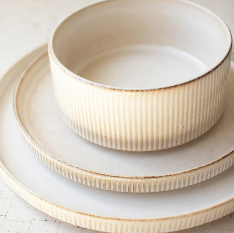 Ceramic Dinner Plate With Ridges Set