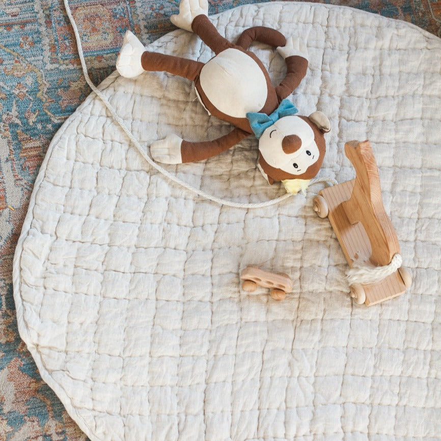 Stone Washed Linen Quilted Play Mat