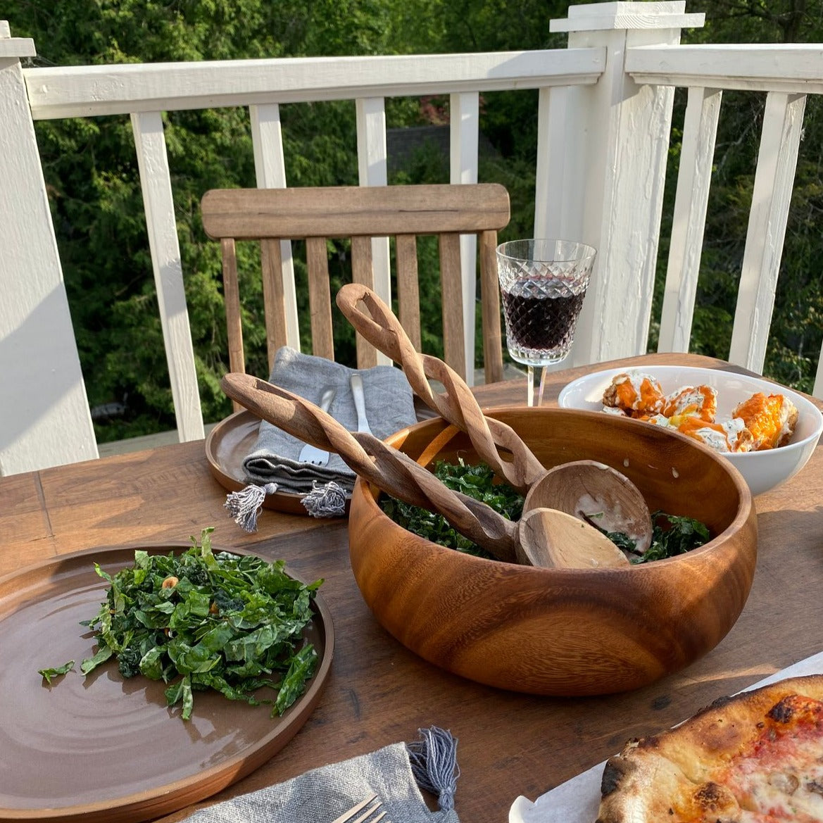 Olive Wood Spiral Salad Servers