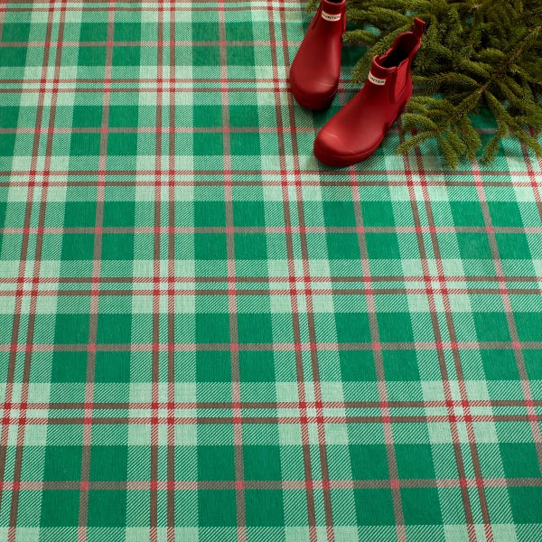 Jolly Plaid Green Machine Washable Rug