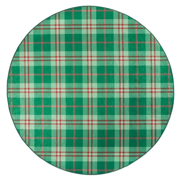 Jolly Plaid Green Machine Washable Rug