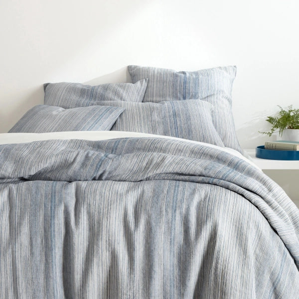 Pine Cone Hill Sterling Stripe Linen Blue Duvet Cover