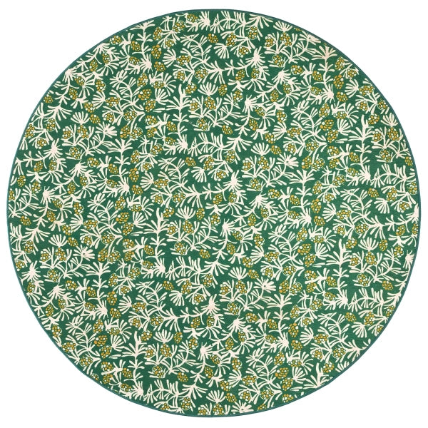 Winter Pinecones Green Machine Washable Rug