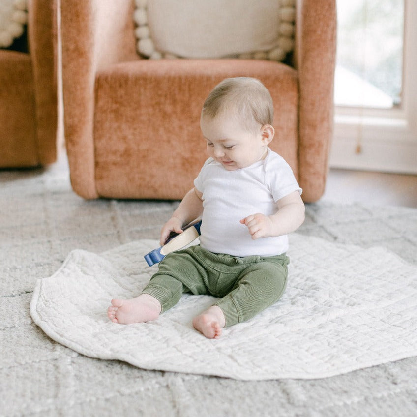 Stone Washed Linen Quilted Play Mat