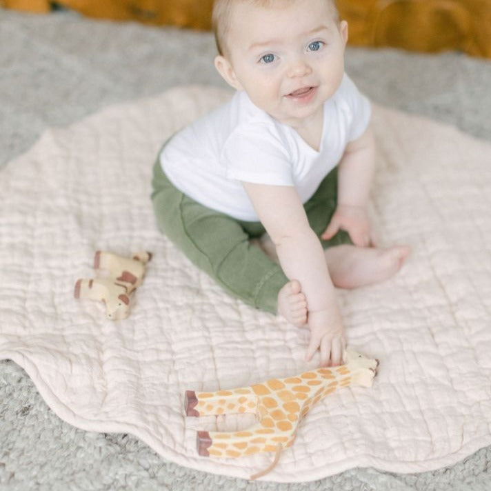 Stone Washed Linen Quilted Play Mat