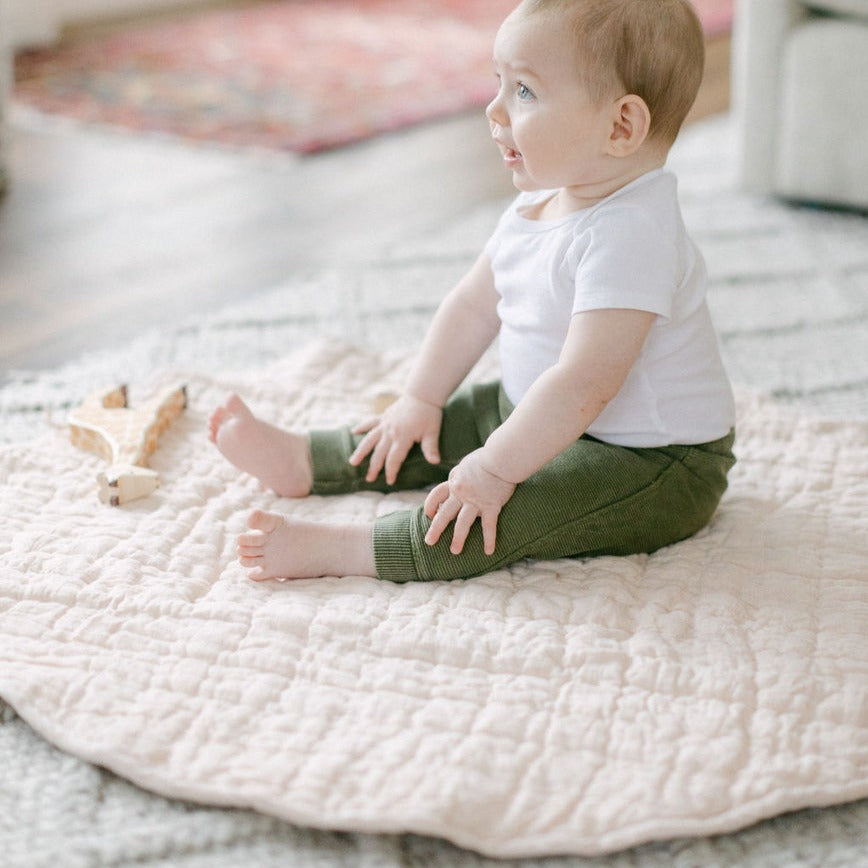 Stone Washed Linen Quilted Play Mat