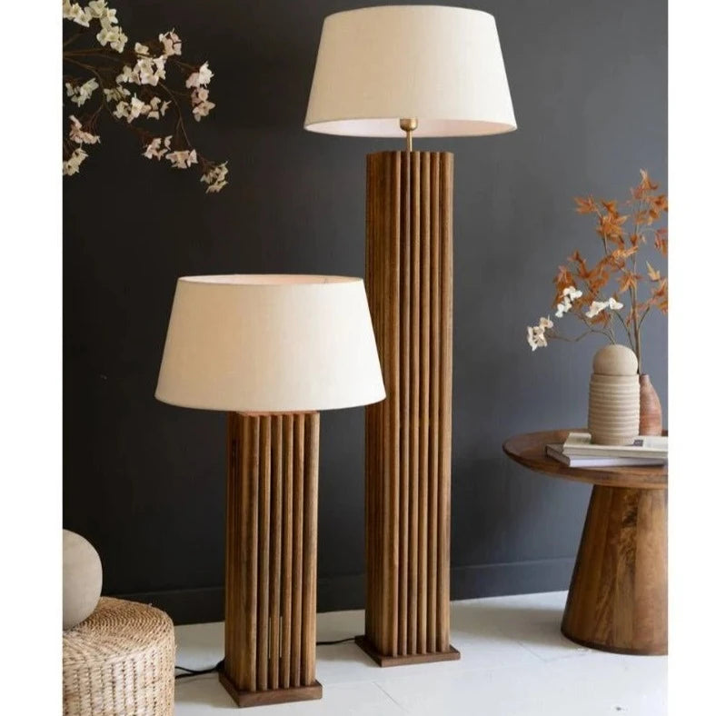 Wooden Spindles Table &amp; Floor Lamp