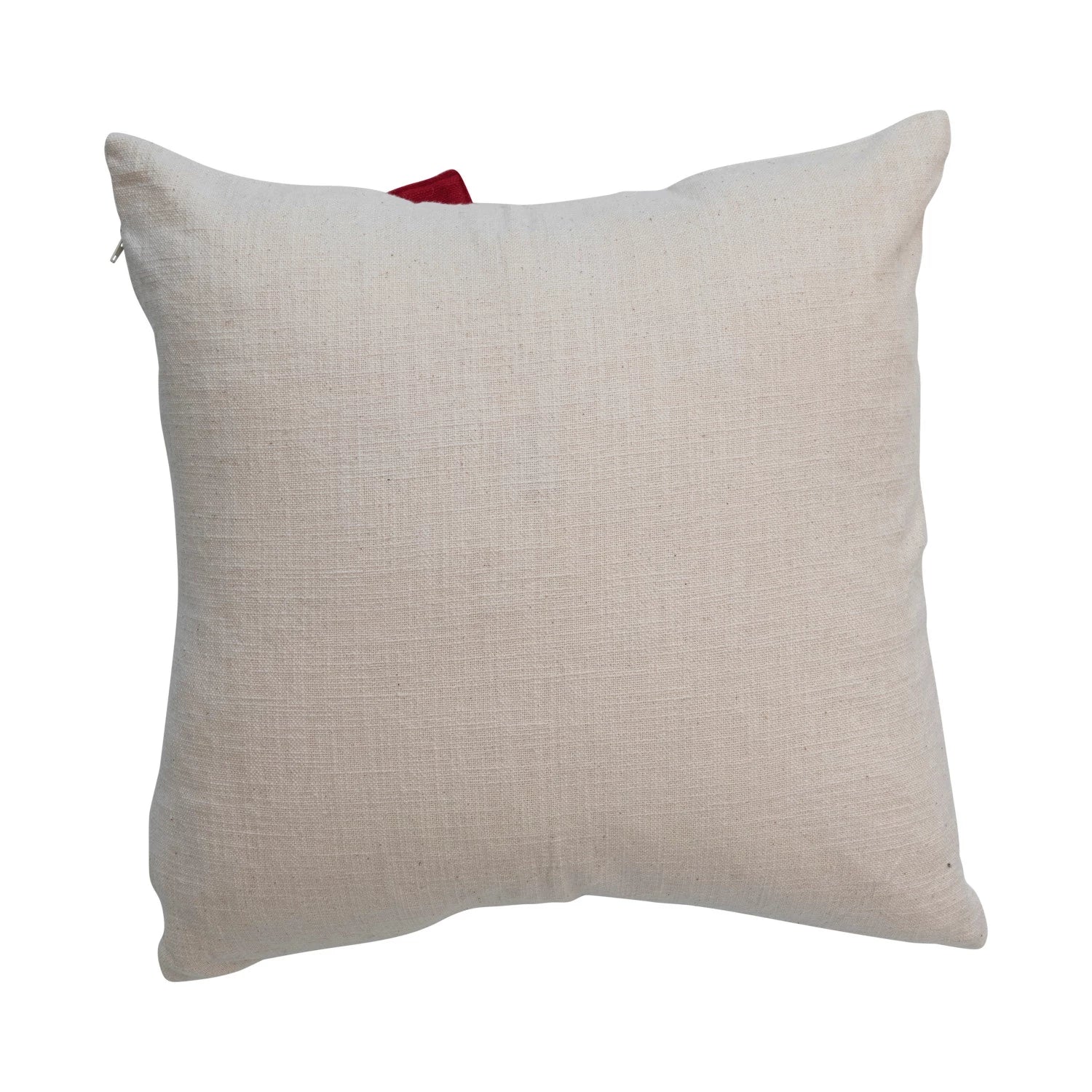 Hand Woven Cotton Slub Pillow With Red Bow