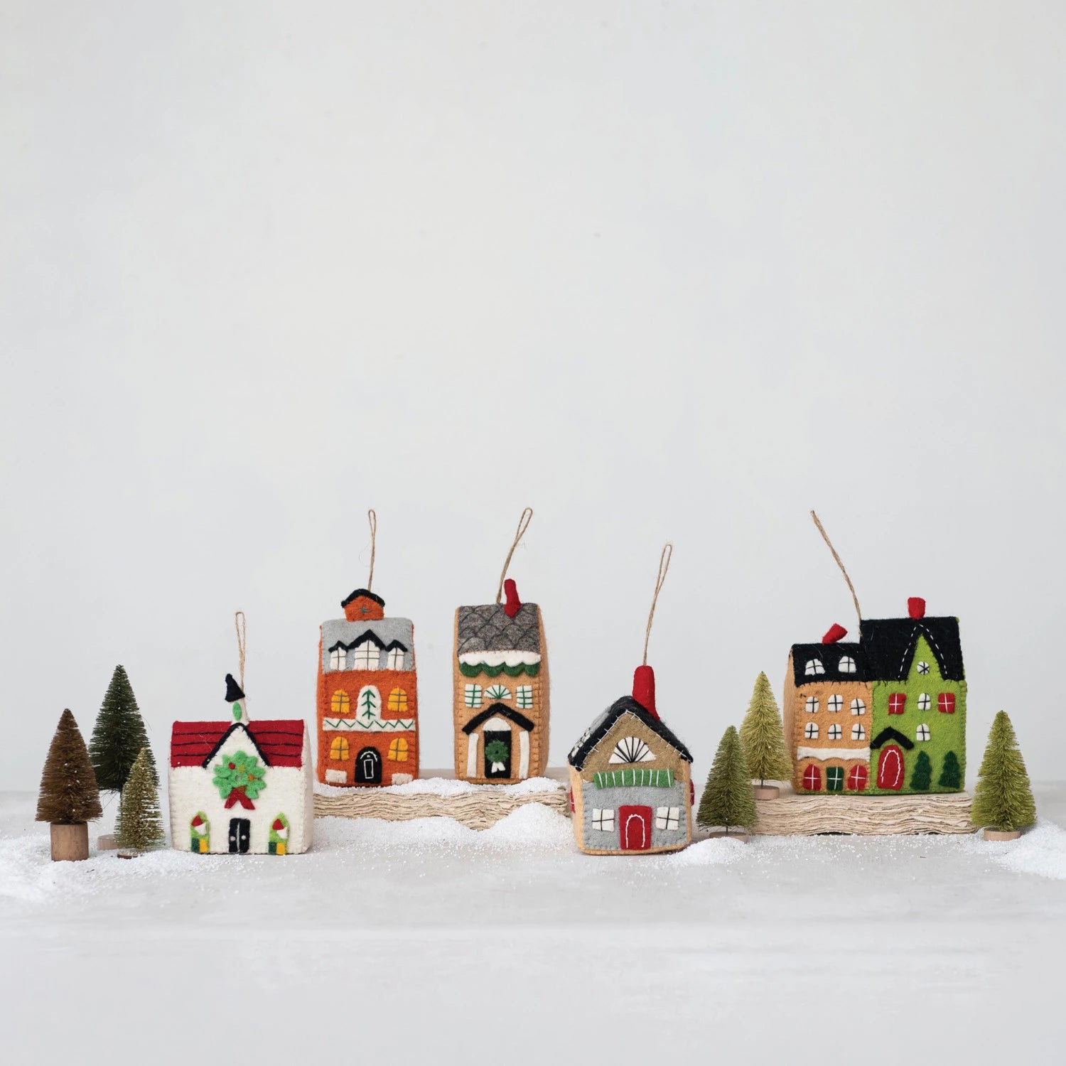 Handmade Wool Felt House Ornament Set