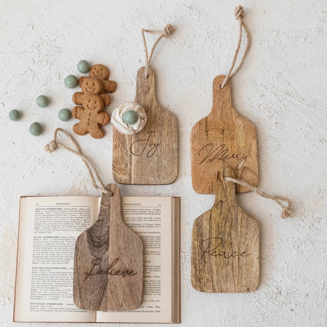 Etched Mango Wood Holiday Board Set