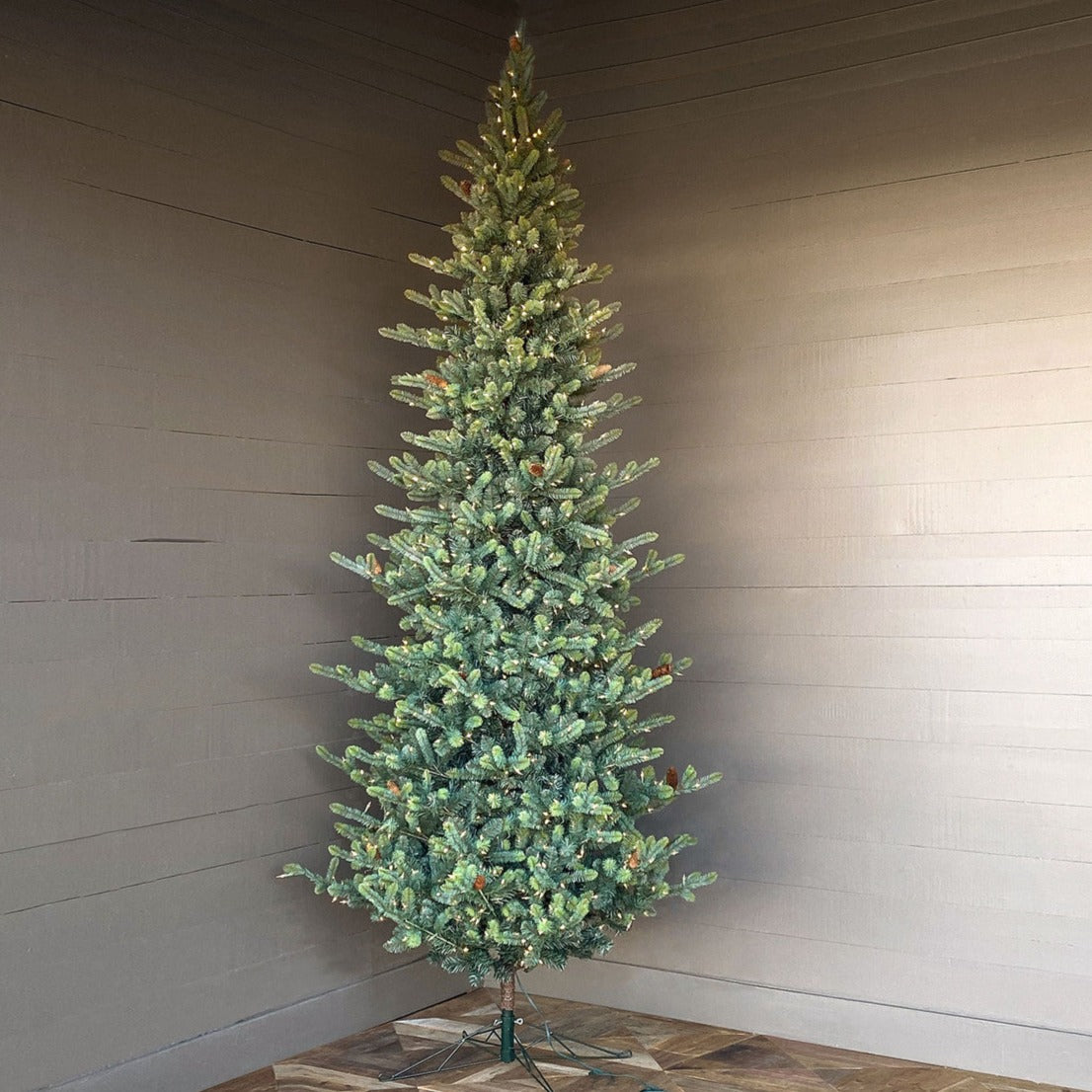 12&#39; Slim Blue Spruce Tree with LED Lights