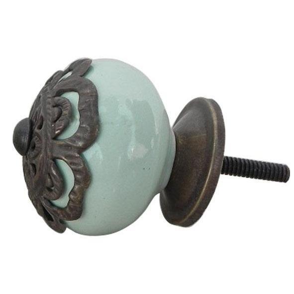 Antiqued Bronze Overlay Light Green Knob